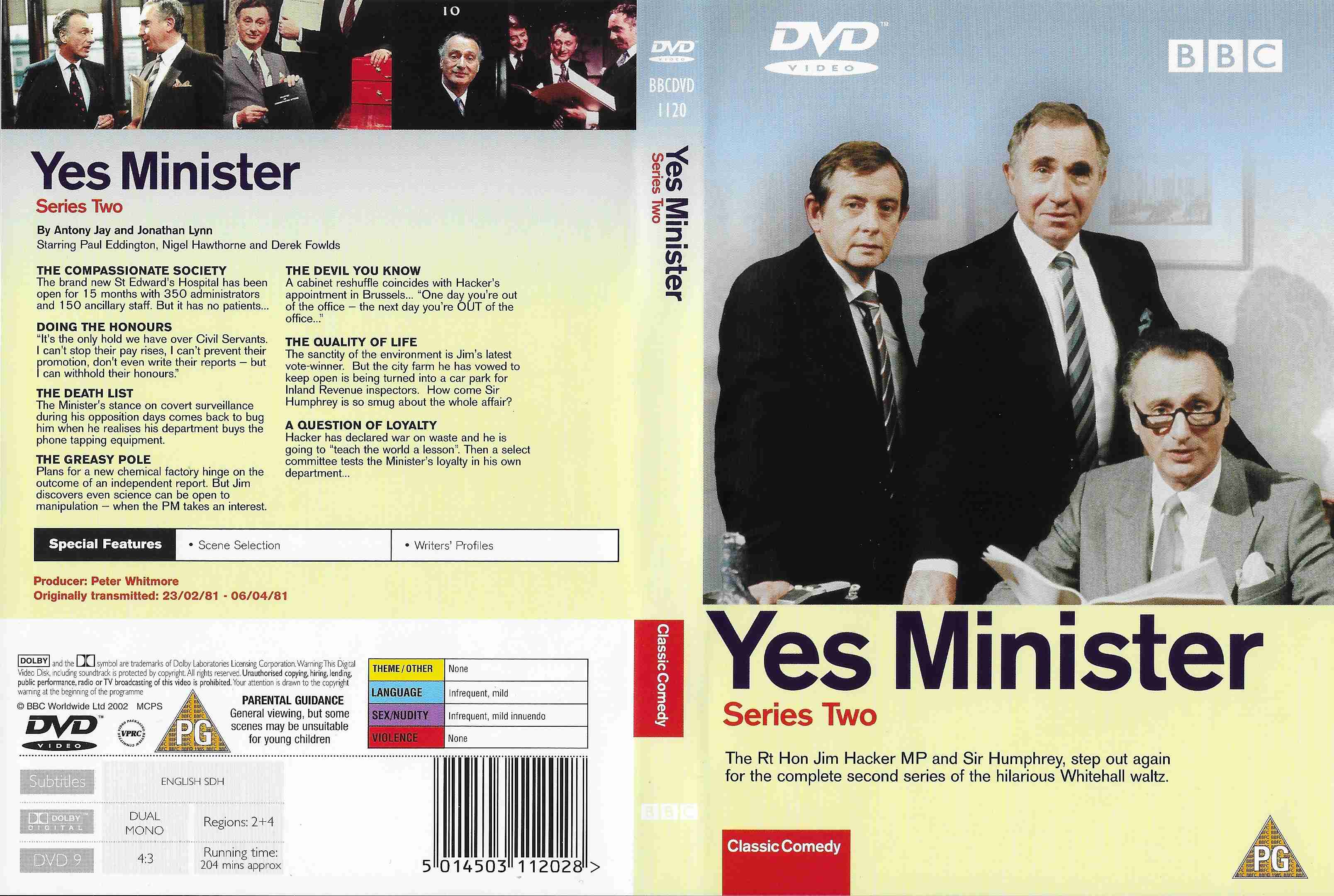 Picture of BBCDVD 1120 Yes Minister - Series Two by artist Antony Jay / Jonathan Lynn from the BBC records and Tapes library